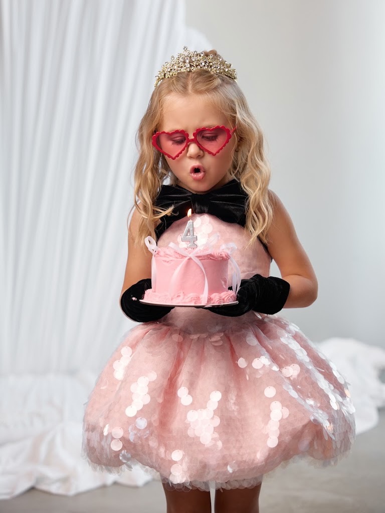 Toddler Girl Tulle Party Dress - Pink Sequin Tulle Girl Birthday Dress