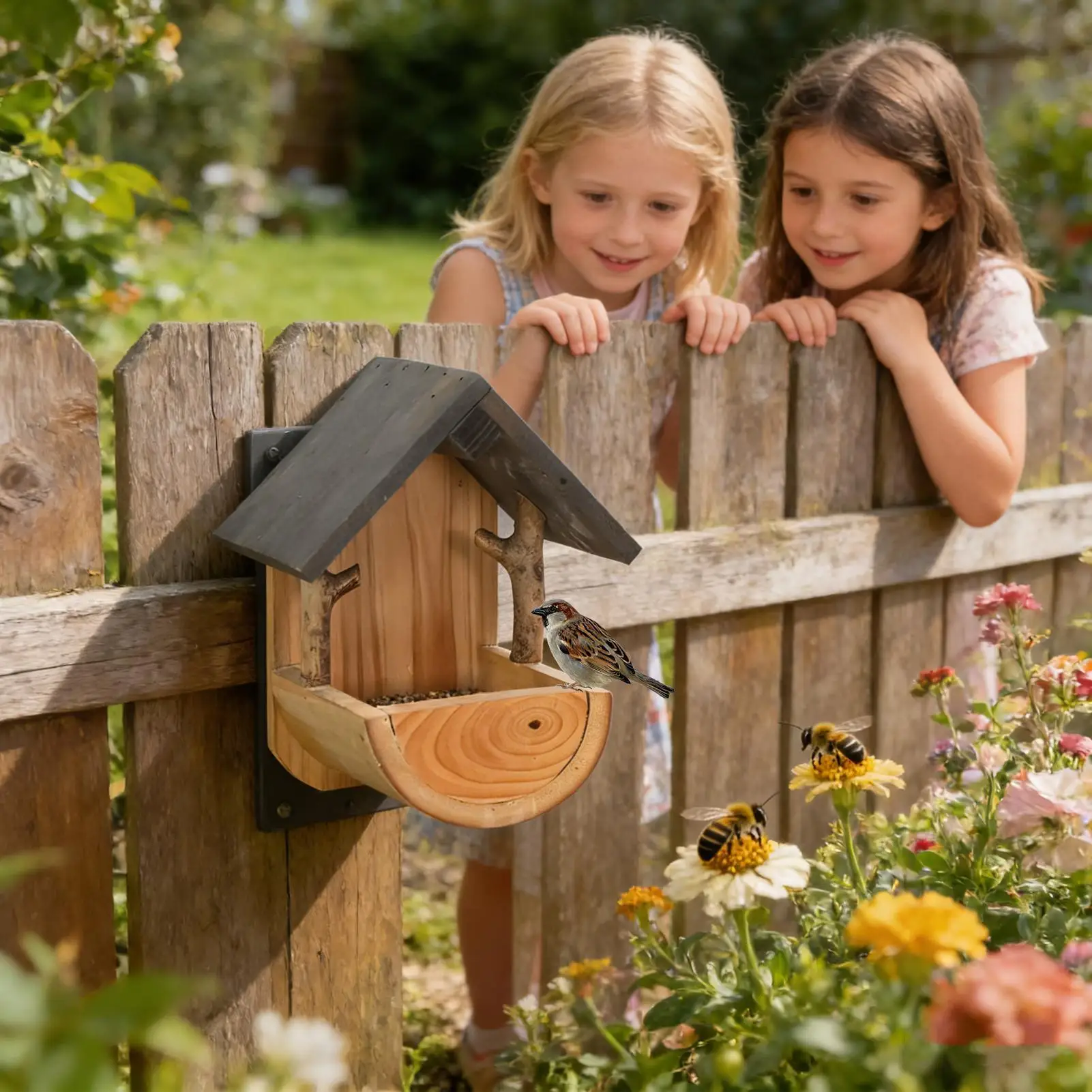 Wall Mount Wooden bird feeder  - đánh giá và giá Feeding