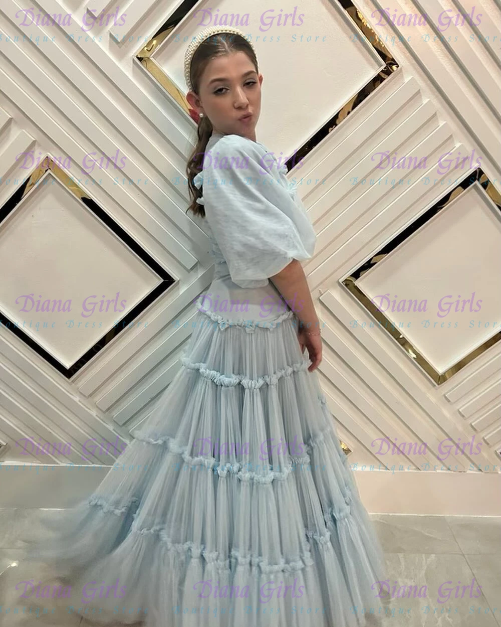 Elegant Quality Light Blue Flo - đánh giá và giá Toddler Girl Tulle Party Dress