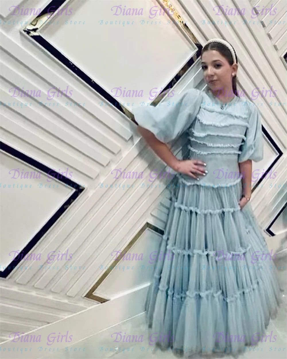 Elegant Quality Light Blue Flo - đánh giá và giá Toddler Girl Tulle Party Dress