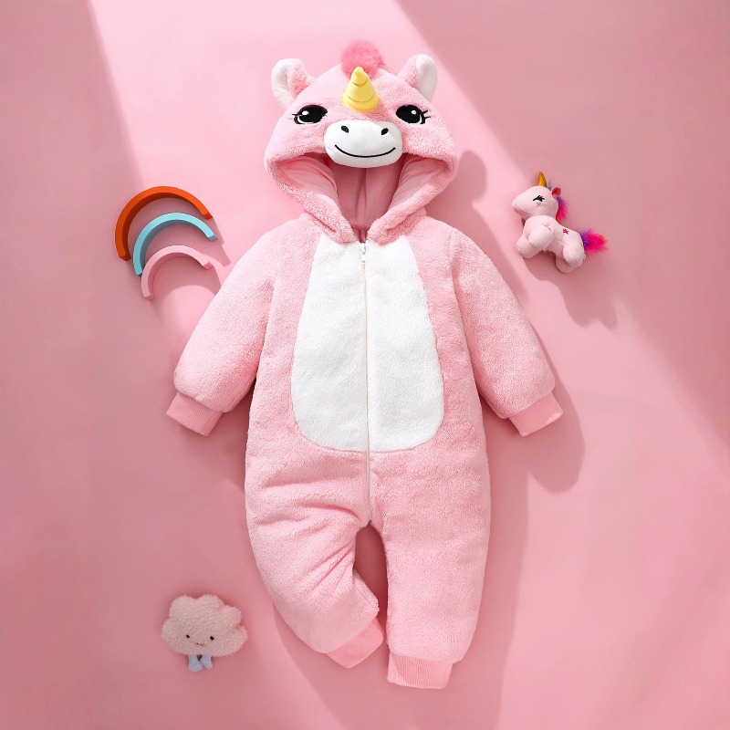 Newborn Baby Pink Unicorn Romp - đánh giá và giá Cotton Baby Onesies Zipper