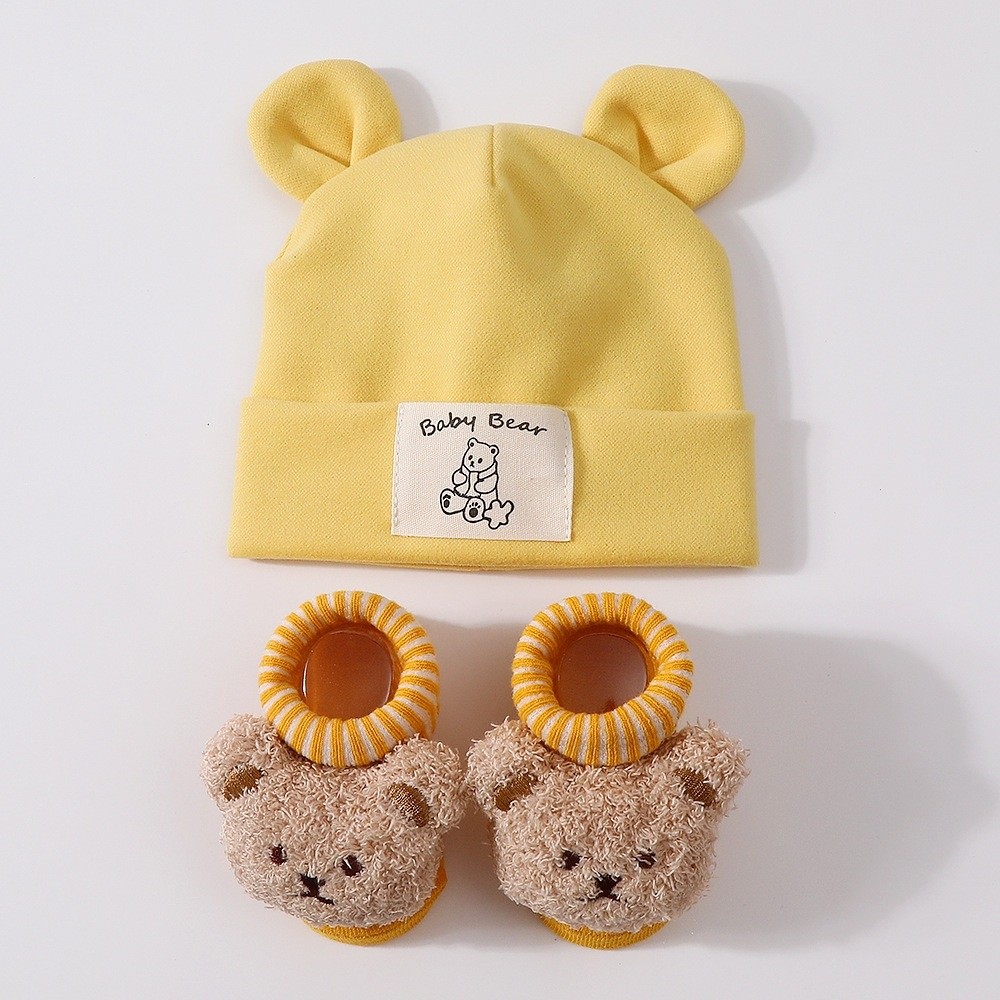 2Pcs/Set Cotton Baby Hat Socks - đánh giá và giá Infant Beanie Hat With Ears