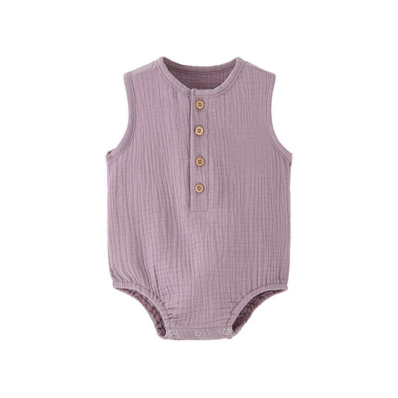 Summer Solid Newborn Baby 100% - đánh giá và giá Baby Summer Linen Sleeveless Jumpsuit