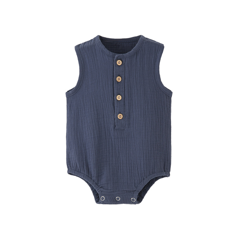 Summer Solid Newborn Baby 100% - đánh giá và giá Baby Summer Linen Sleeveless Jumpsuit